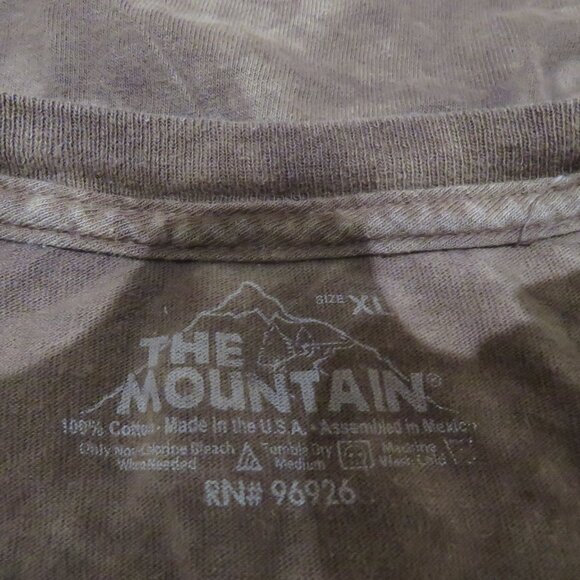 THE MOUNTAIN Hippo Print Distressed Tie Dye T-Shirt in Brown Hippie Y2K Boho XL - Picture 12 of 12